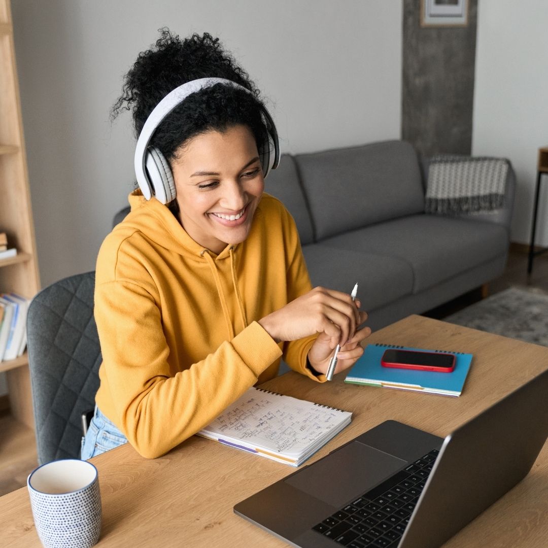 Student studying online courses