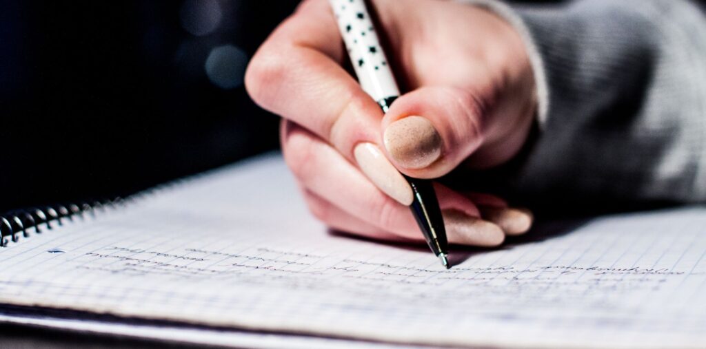 Person taking an exam.